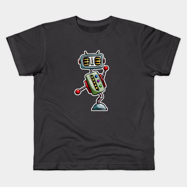 Dancing Cartoon Robot Kids T-Shirt by Squeeb Creative